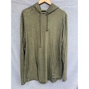 Ninth Hall Hoodie Pullover Large Green Distressed Long Sleeve Lightweight Shirt